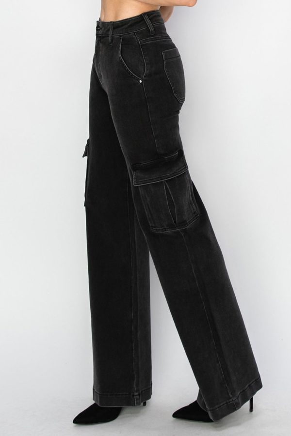 Risen Full Size High Rise Wide Leg Cargo Jeans Online