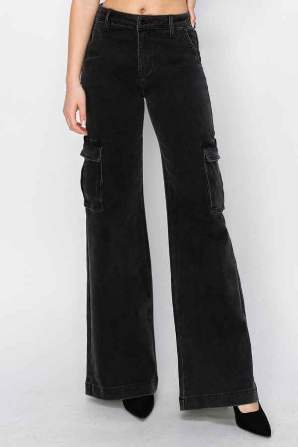 Risen Full Size High Rise Wide Leg Cargo Jeans Online