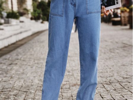 Tied Straight Jeans with Pockets Cheap