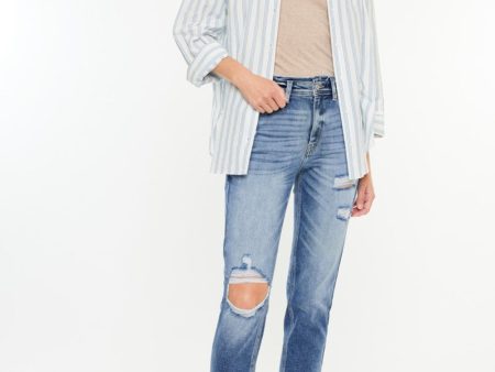 Kancan High Rise Distressed Mom Jeans For Sale