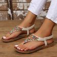 PU Leather Beaded Flat Sandals For Discount