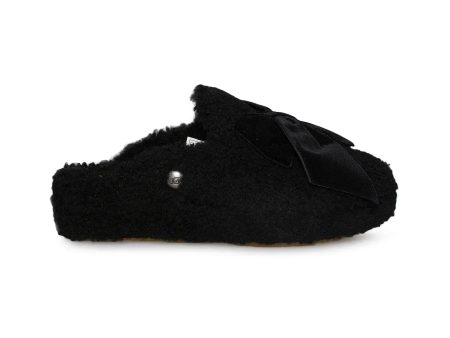 UGG Addison Velvet Bow Black Slippers - Women s Discount