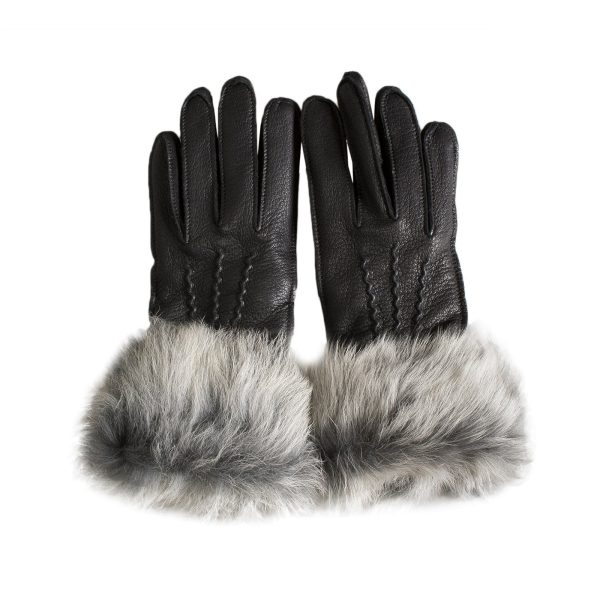 UGG 3 Point Toscana Leather Black Gloves - Women s For Cheap