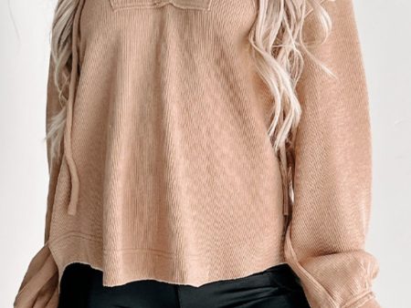 Buttoned Drop Shoulder Drawstring Hoodie Online Sale