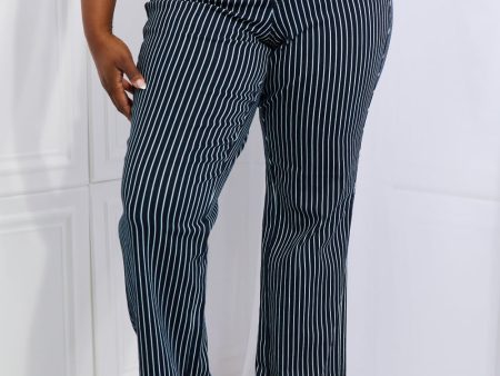 Judy Blue Cassidy Full Size High Waisted Tummy Control Striped Straight Jeans Fashion