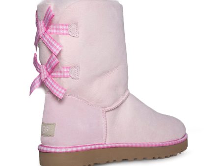 UGG Bailey Bow Gingham Seashell Pink Boots - Women s Online Hot Sale