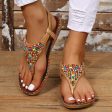 PU Leather Beaded Flat Sandals For Discount