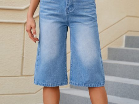 High Waist Denim Shorts with Pockets Cheap