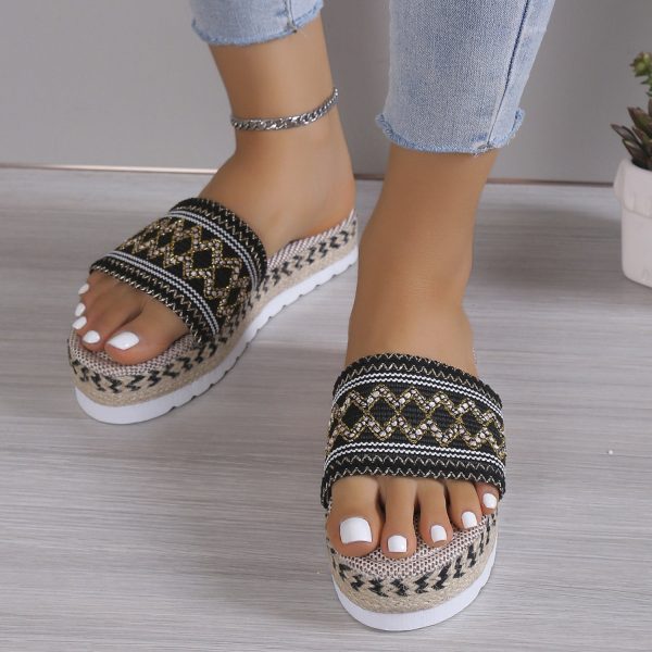 Geometric Weave Platform Sandals For Sale