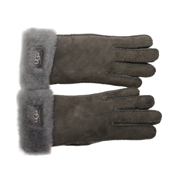 UGG Shearling Sheepskin GRAY Suede Gloves - Women s Online Hot Sale