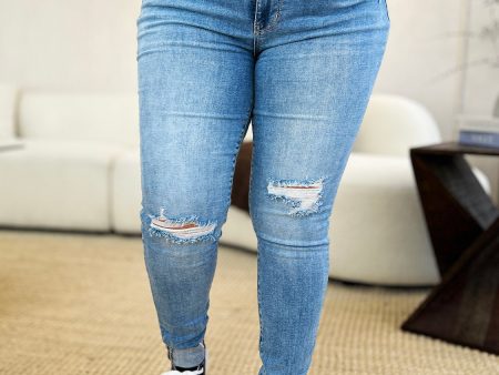 Judy Blue Full Size Mid Rise Destroy & Cuff Skinny Jeans Sale