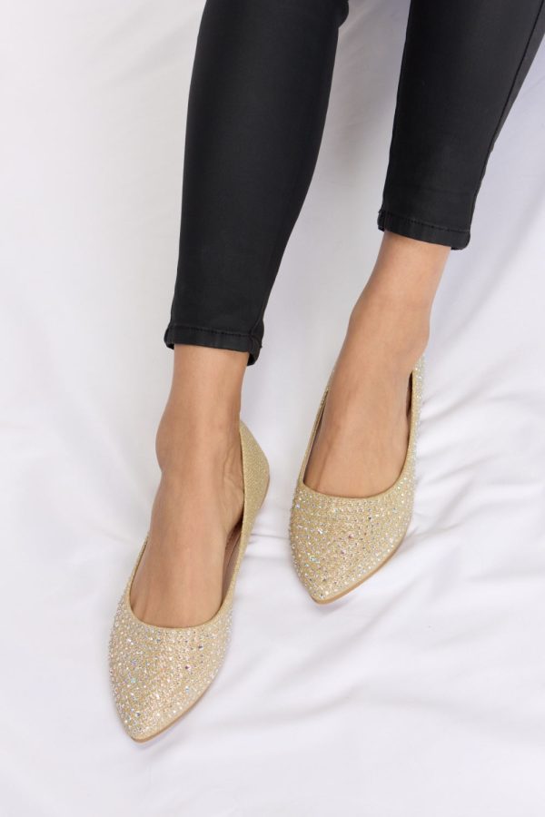 Forever Link Rhinestone Point Toe Flat Slip-Ons Fashion