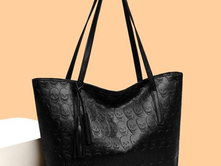 Skeleton Pattern PU Leather Tote Bag on Sale