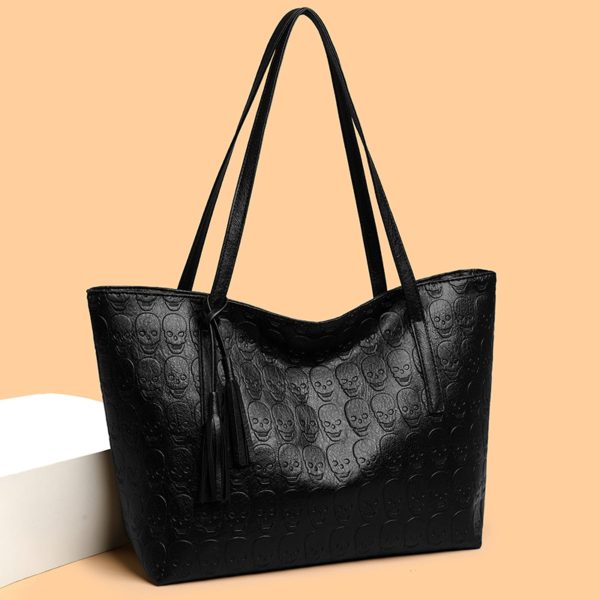 Skeleton Pattern PU Leather Tote Bag on Sale