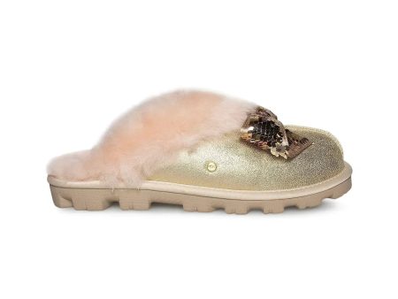 UGG Coquette Sequin Bow Gold Slippers - Women s For Cheap