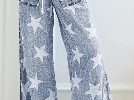 Drawstring Star Wide Leg Jeans Discount