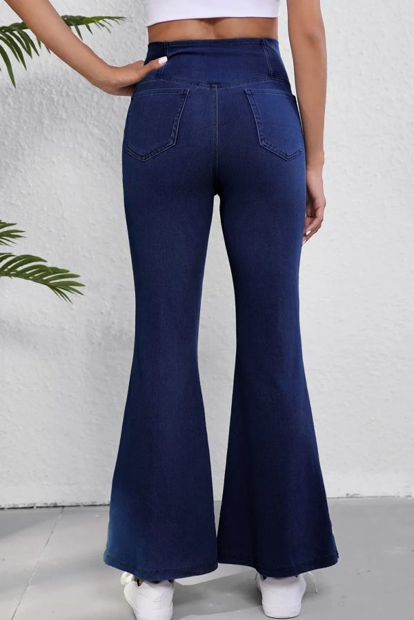 Asymmetric Waist Flare Jeans Supply