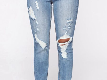 Distressed Slit Jeans on Sale