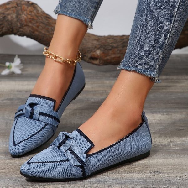 Bow Contrast Trim Point Toe Loafers For Discount