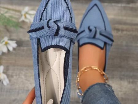 Bow Contrast Trim Point Toe Loafers For Discount