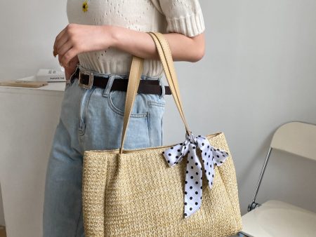 Straw Woven Leather Strap Handbag For Discount