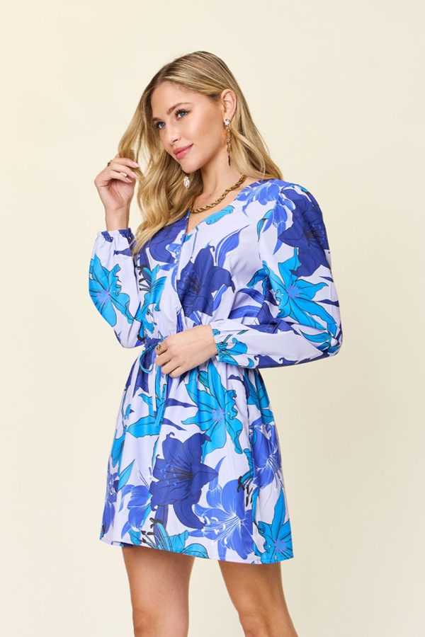 Double Take Full Size Floral Long Sleeve Romper with Pockets Discount