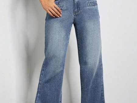 High Rise Wide Leg Jeans with Pockets Online Sale