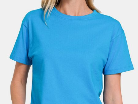 Zenana Round Neck Short Sleeve Cropped T-Shirt Hot on Sale