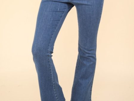 VERY J Washed Denim Stretchy Crossover Waist Leggings on Sale