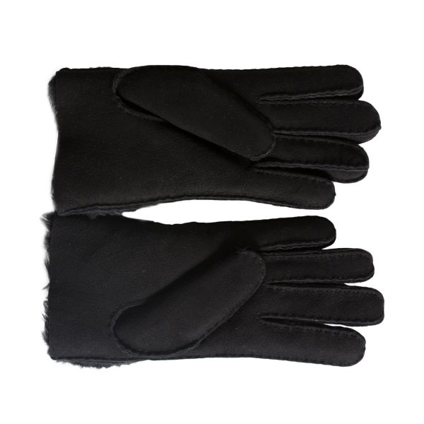 UGG Sheepskin Bow Black Gloves - Women s For Cheap