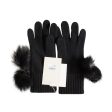 UGG Ribbed Cashmere Black Gloves With Poms - Women s Supply