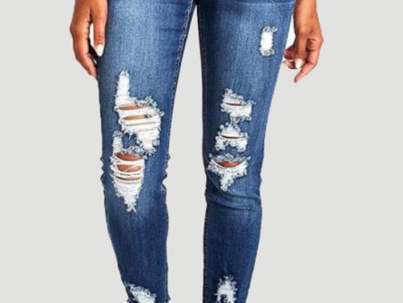 Distressed Raw Hem Jeans with Pockets Fashion