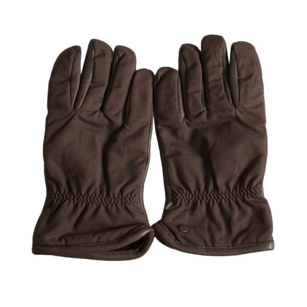 UGG Nylon   Leather Sheepskin Chocolate Gloves - Men s For Discount