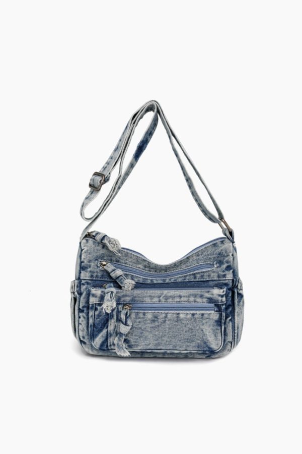 Adjustable Strap Denim Crossbody Bag Discount