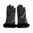 UGG Classic Leather Logo Black Gloves - Women s Cheap