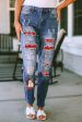 Santa Graphic Distressed Straight Jeans Hot on Sale