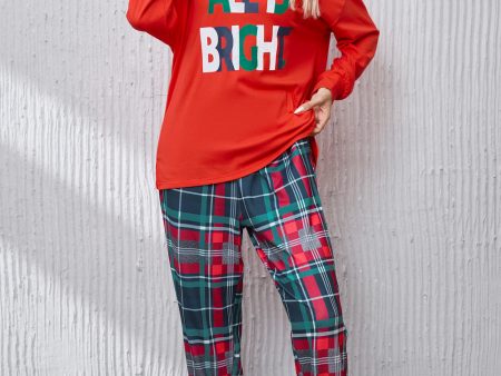 ALL IS BRIGHT Round Neck Top and Plaid Pants Lounge Set Online Sale