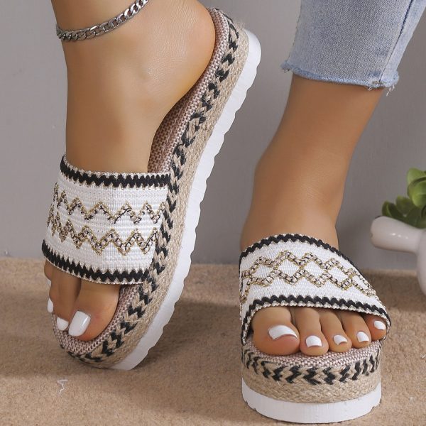 Geometric Weave Platform Sandals For Sale