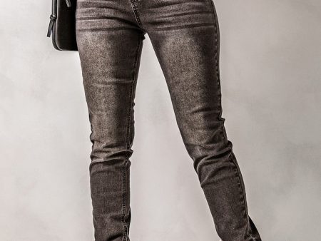 High Waist Raw Hem Skinny Jeans on Sale