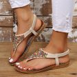 PU Leather Beaded Flat Sandals For Discount