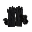 UGG Ribbed Cashmere Black Gloves With Poms - Women s Supply