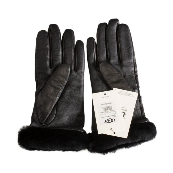 UGG Classic Leather Logo Black Gloves - Women s Cheap