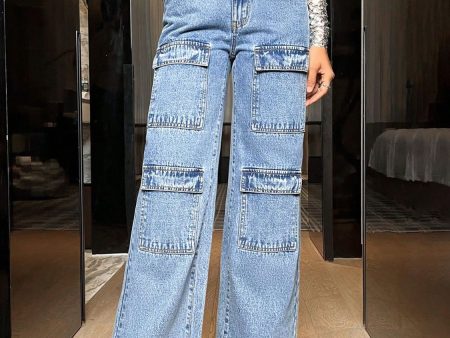 Wide Leg High Waist Jeans with Pockets For Sale