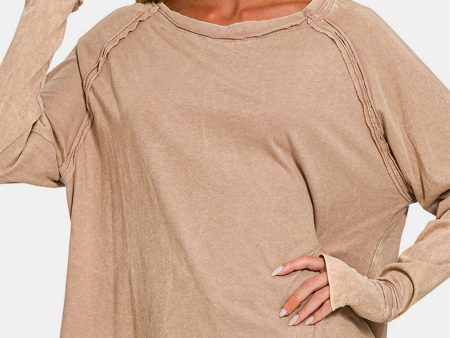 Zenana Round Neck Thumbhole Long Sleeve T-Shirt Fashion