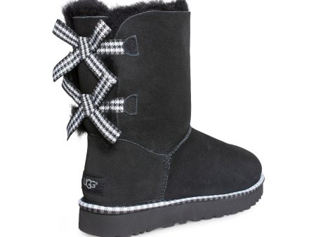 UGG Bailey Bow Gingham Black Boots - Women s Online now