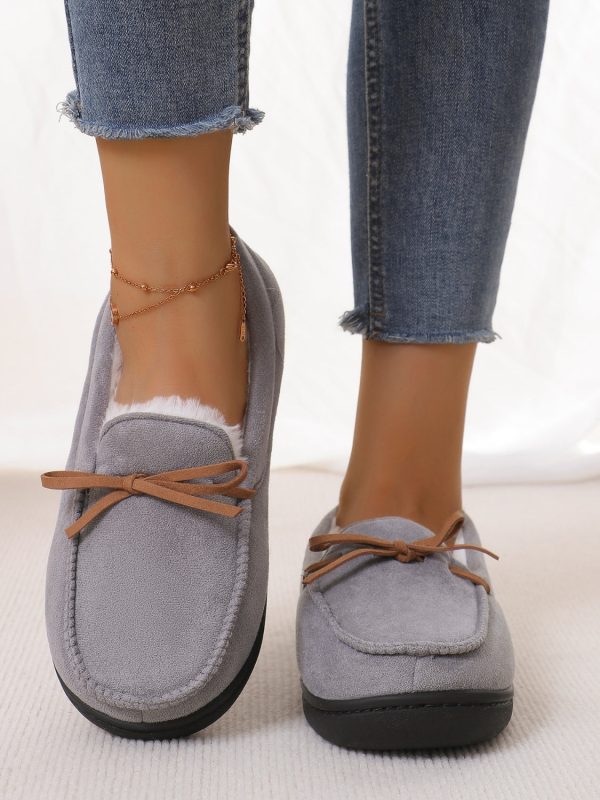 Bow Round Toe Flat Slip-Ons on Sale