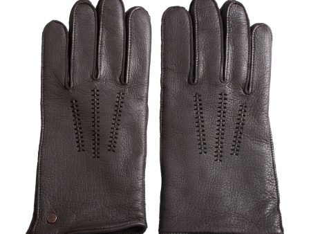 UGG Tech Lambswool Lined Leather Brown Gloves - Men s Cheap