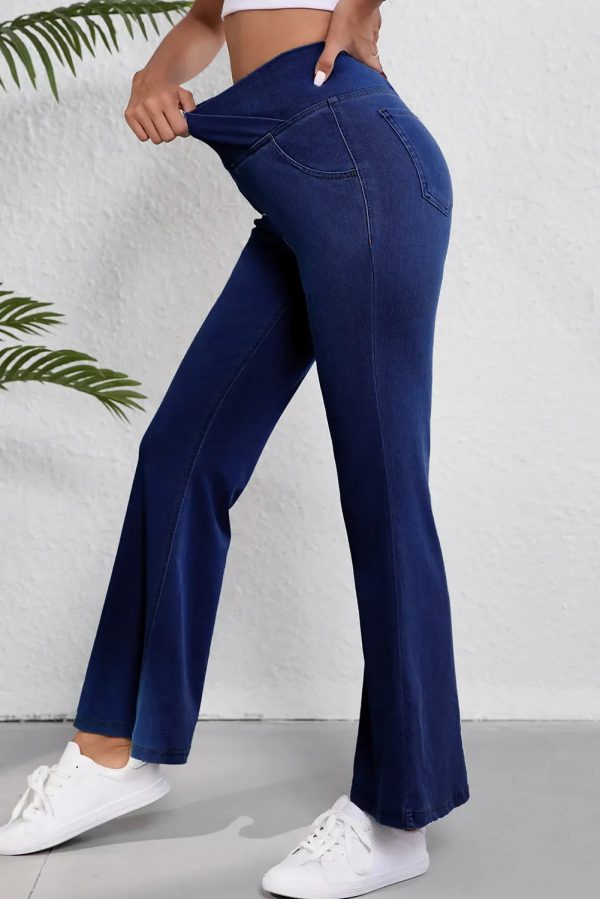 Asymmetric Waist Flare Jeans Supply