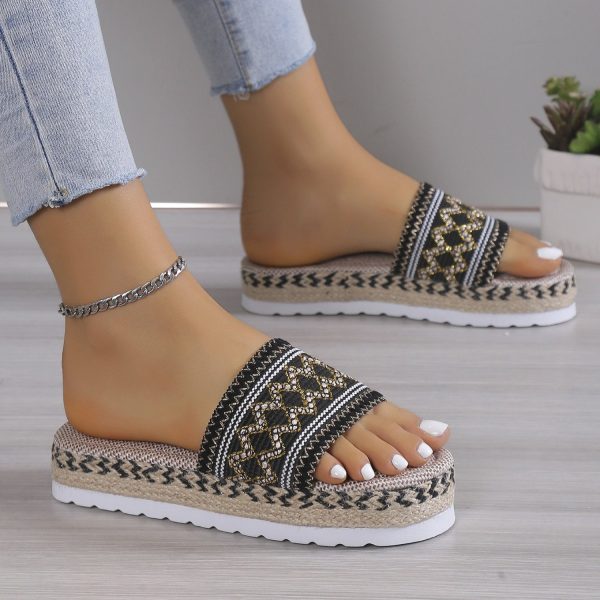 Geometric Weave Platform Sandals For Sale