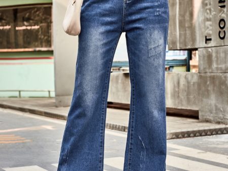 High Rise Bootcut Jeans with Pockets For Discount